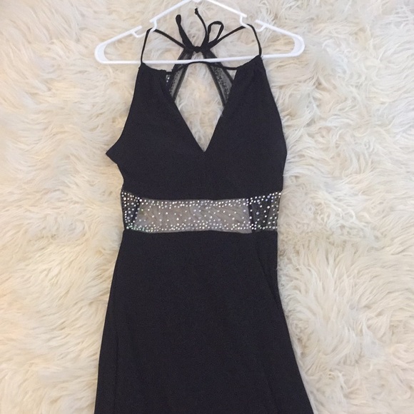 sleek black prom dress
